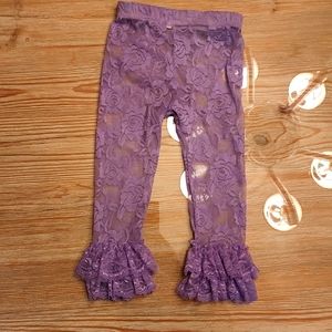 Baby girl ruffle lace tights lavender size 3t NWT